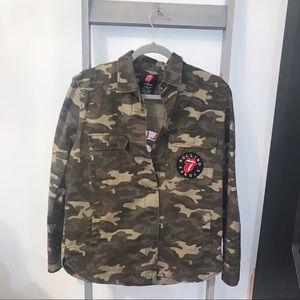Forever 21 Rolling Stones Army Camouflaged Jacket